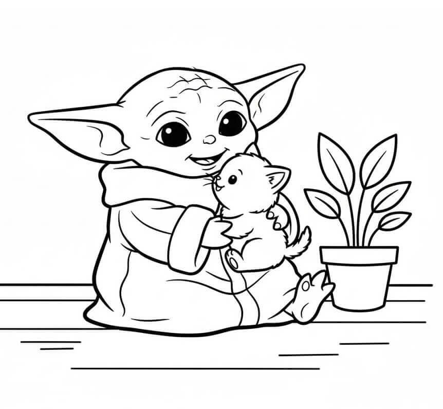 Cartoon niedlicher Baby Yoda ausmalbilder