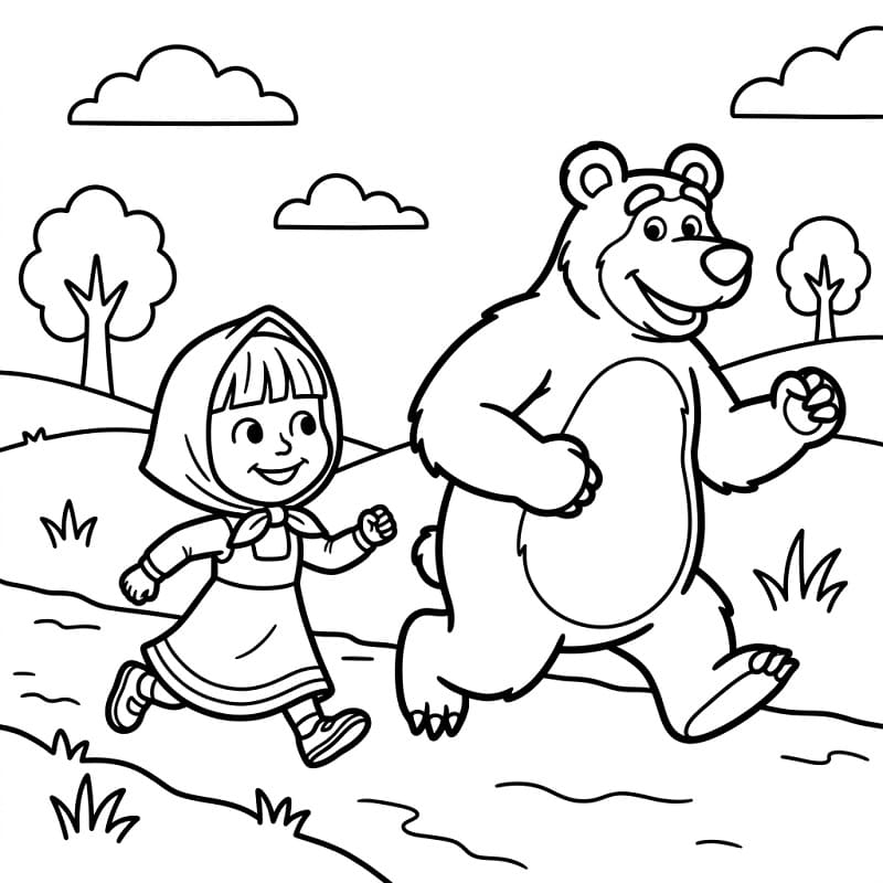 Coole Masha und der Bär ausmalbilder
