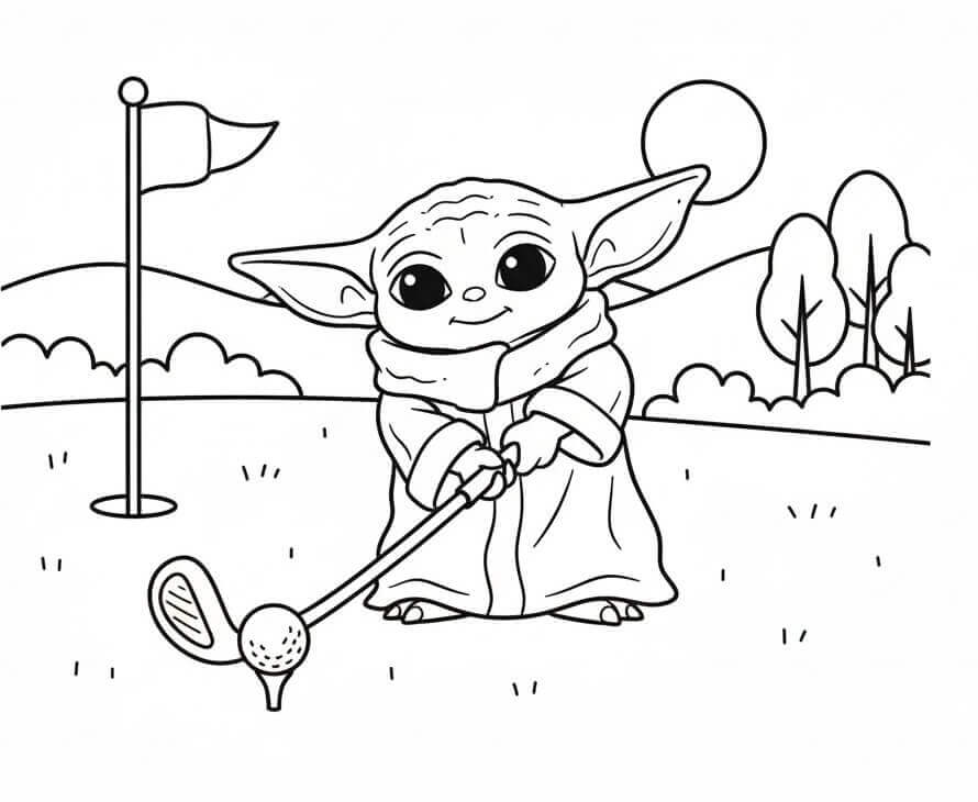 Druckbarer Baby Yoda ausmalbilder