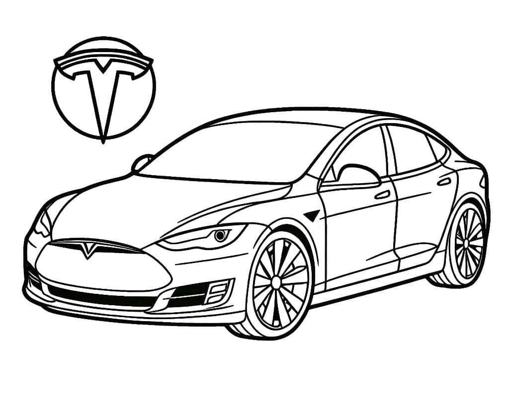 Druckbarer Tesla für Kinder ausmalbilder
