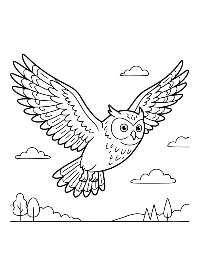 Eine fliegende Eule ausmalbilder