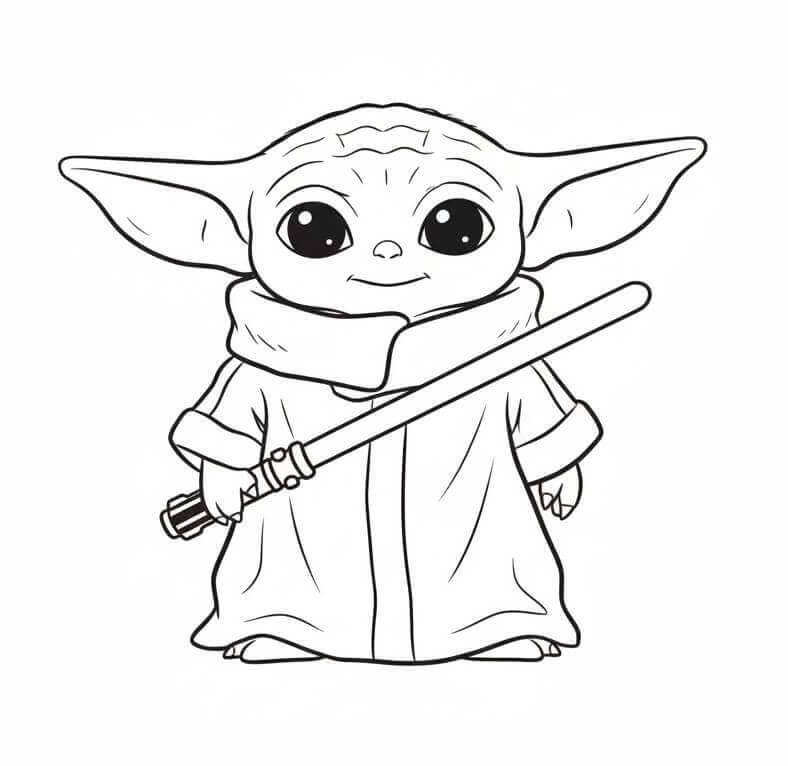 Einfacher Baby Yoda ausmalbilder