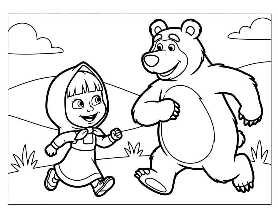 Erstaunliche Masha und der Bär ausmalbilder