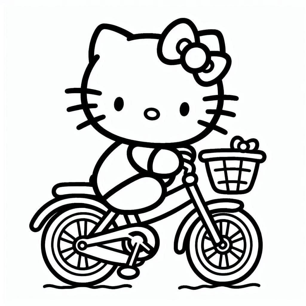 Hello Kitty fährt Fahrrad ausmalbilder