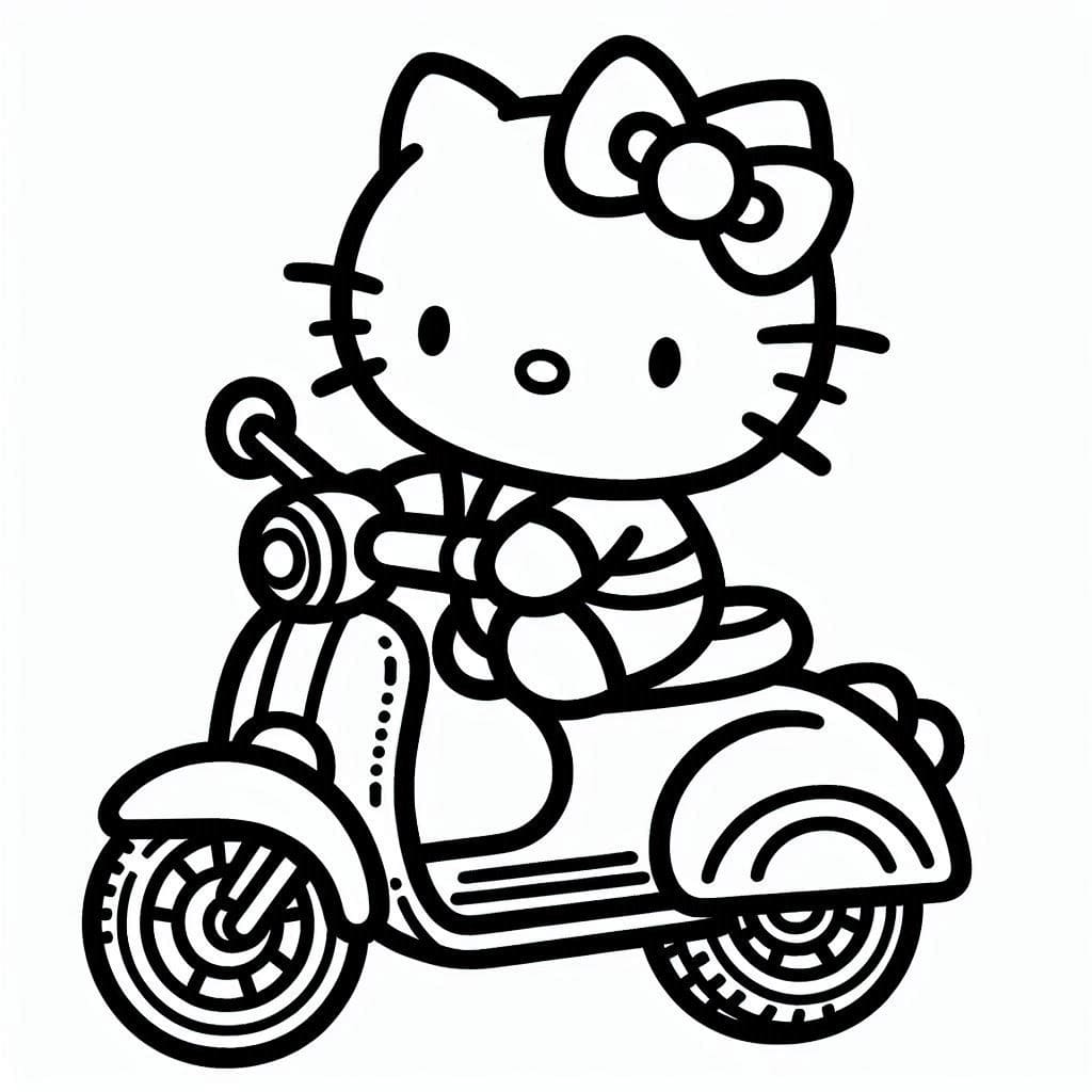 Hello Kitty fährt Motorrad ausmalbilder