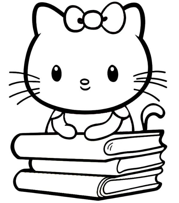 Hello Kitty und Bücher ausmalbilder