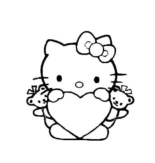 Hello Kitty und Herz ausmalbilder