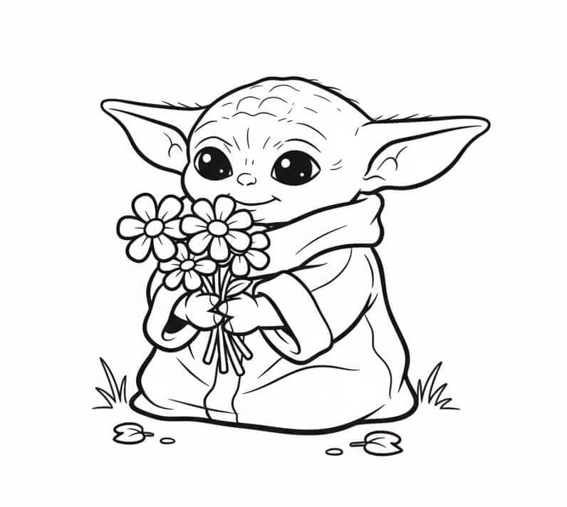Kleiner süßer Baby Yoda ausmalbilder
