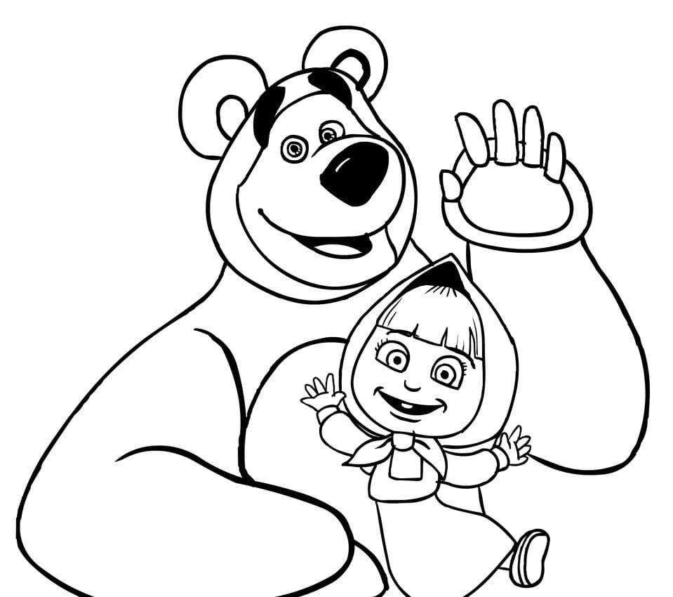 Kostenlose Masha und der Bär Druckvorlage ausmalbilder