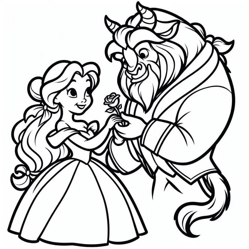 Kostenlose Schöne und das Biest Druckvorlage ausmalbilder