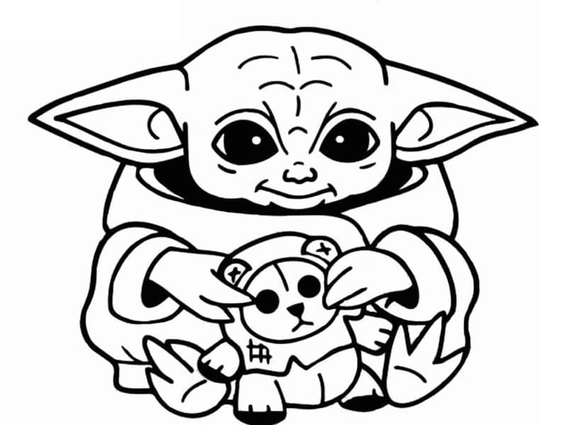Kostenloser Baby Yoda für Kinder ausmalbilder