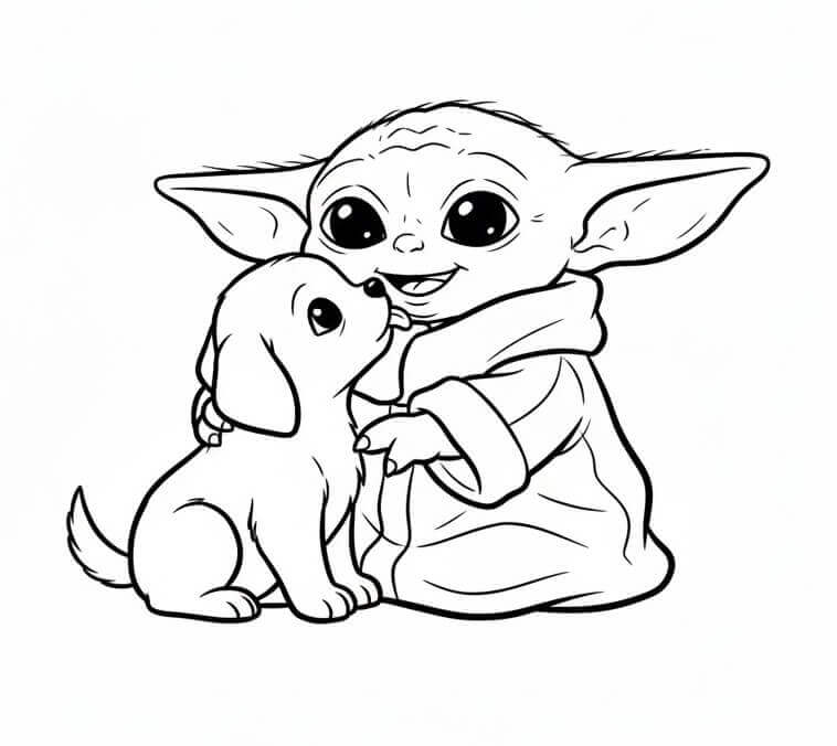 Kostenloser Baby Yoda ausmalbilder
