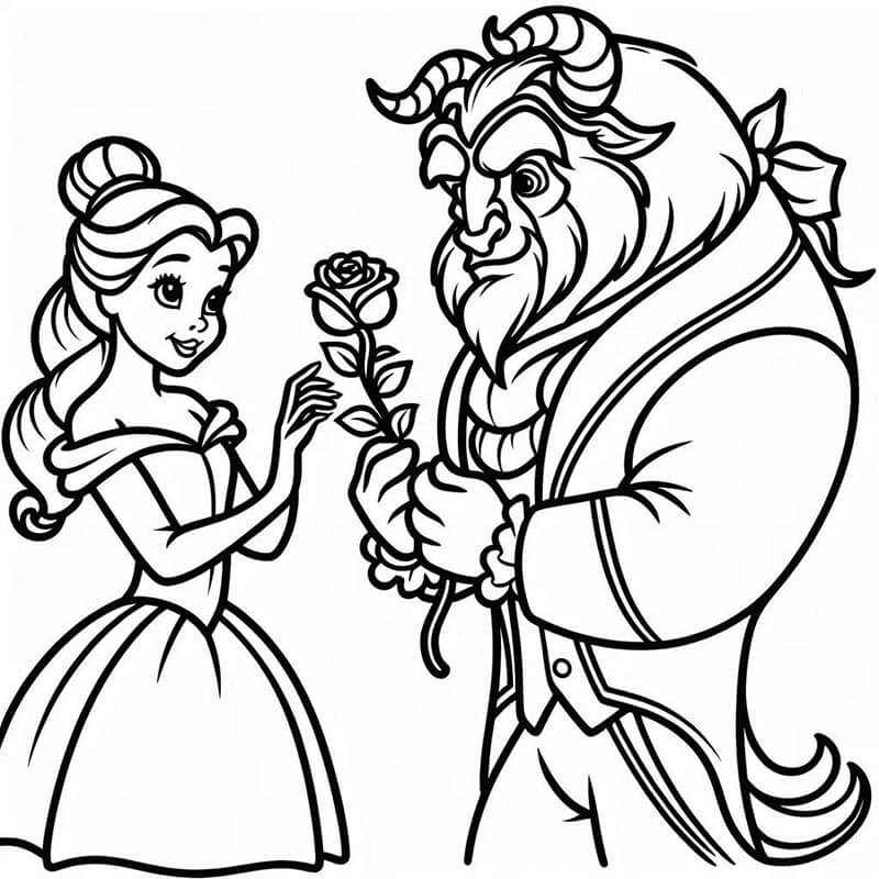 Kostenloses Schöne und das Biest zum Ausdrucken ausmalbilder
