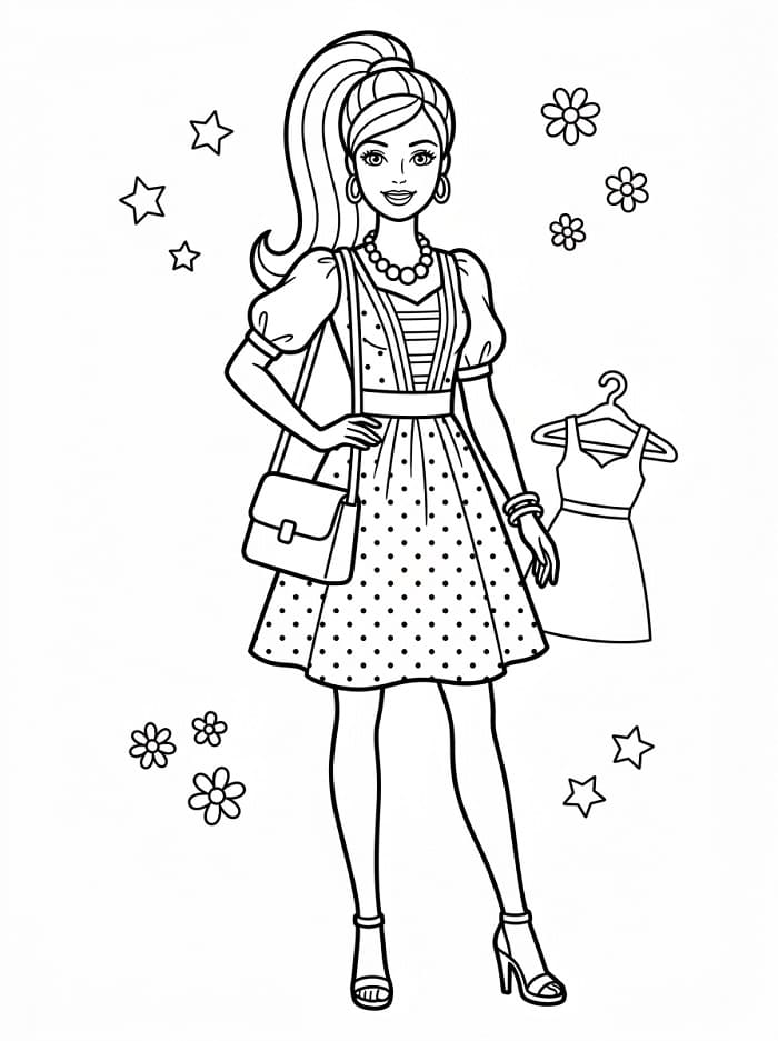 Leicht zu zeichnende Barbie ausmalbilder