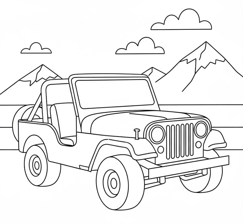 Leicht zu zeichnender Jeep ausmalbilder