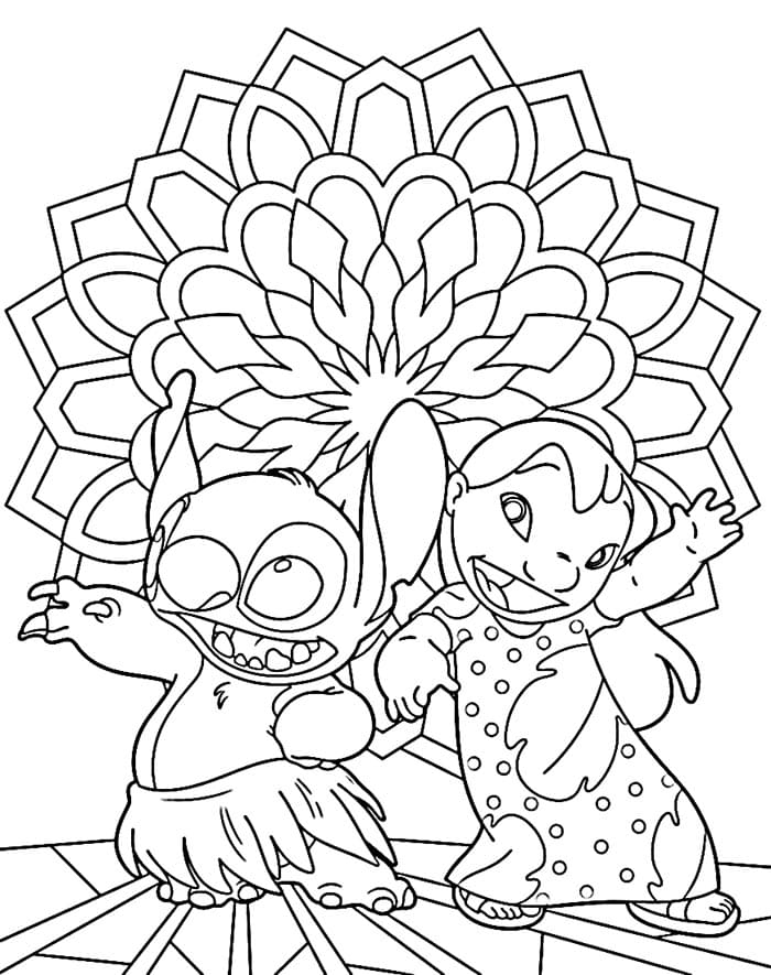 Lilo und Stitch Druckvorlage für Kinder ausmalbilder