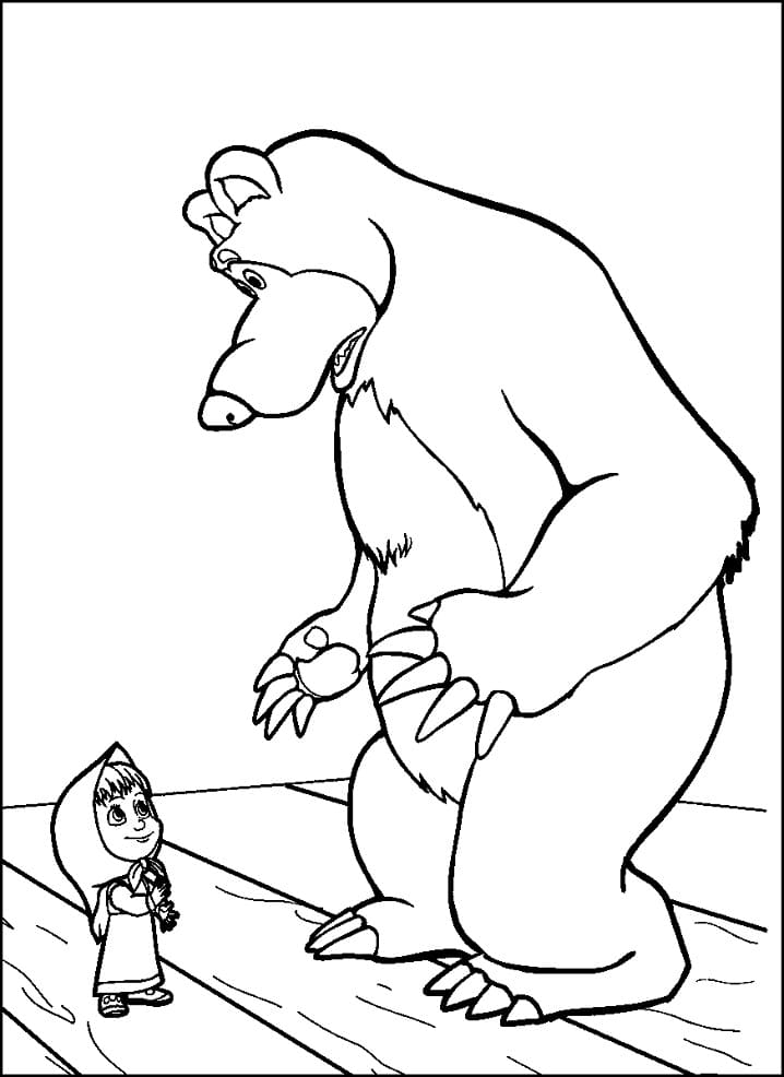 Masha und der Bär druckbares Bild ausmalbilder