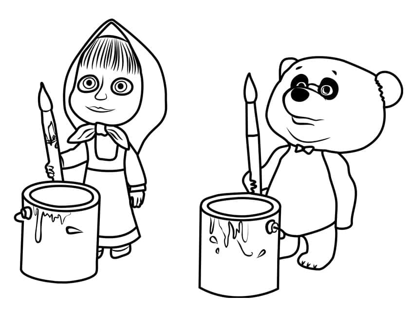 Masha und der Bär für 4-jährige Kinder ausmalbilder