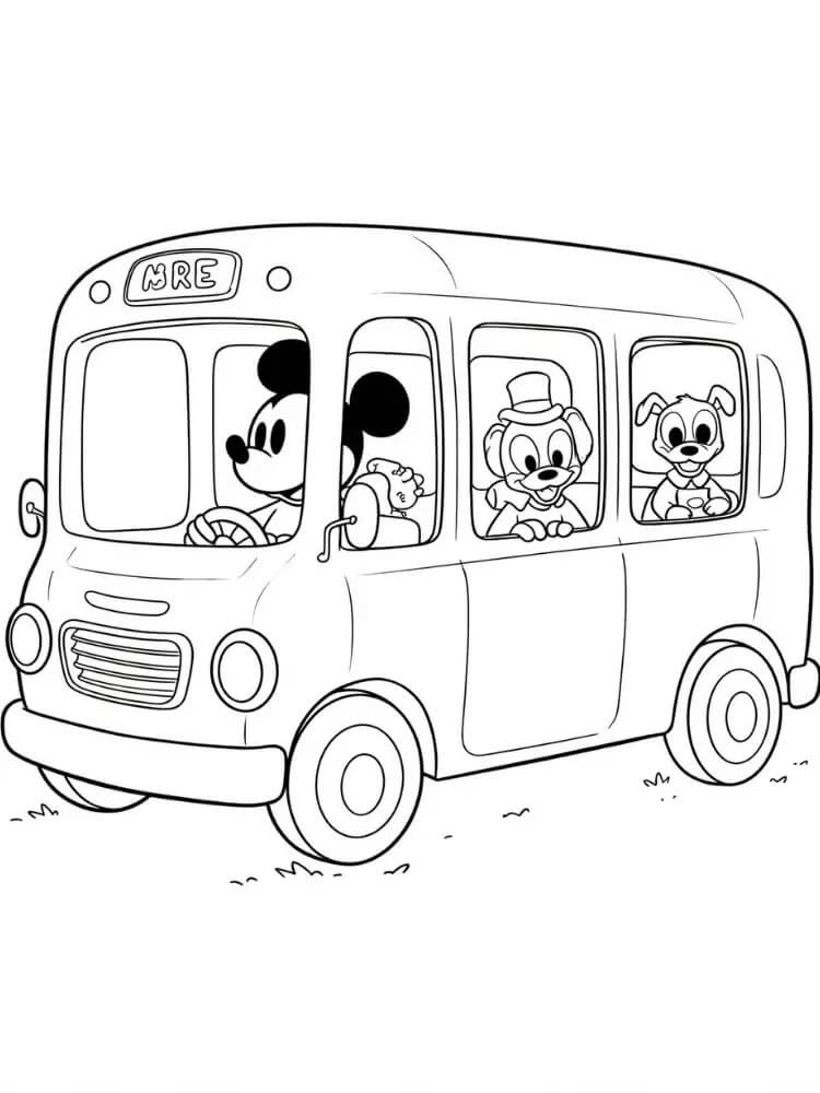 Mickey Mouse fährt Bus ausmalbilder