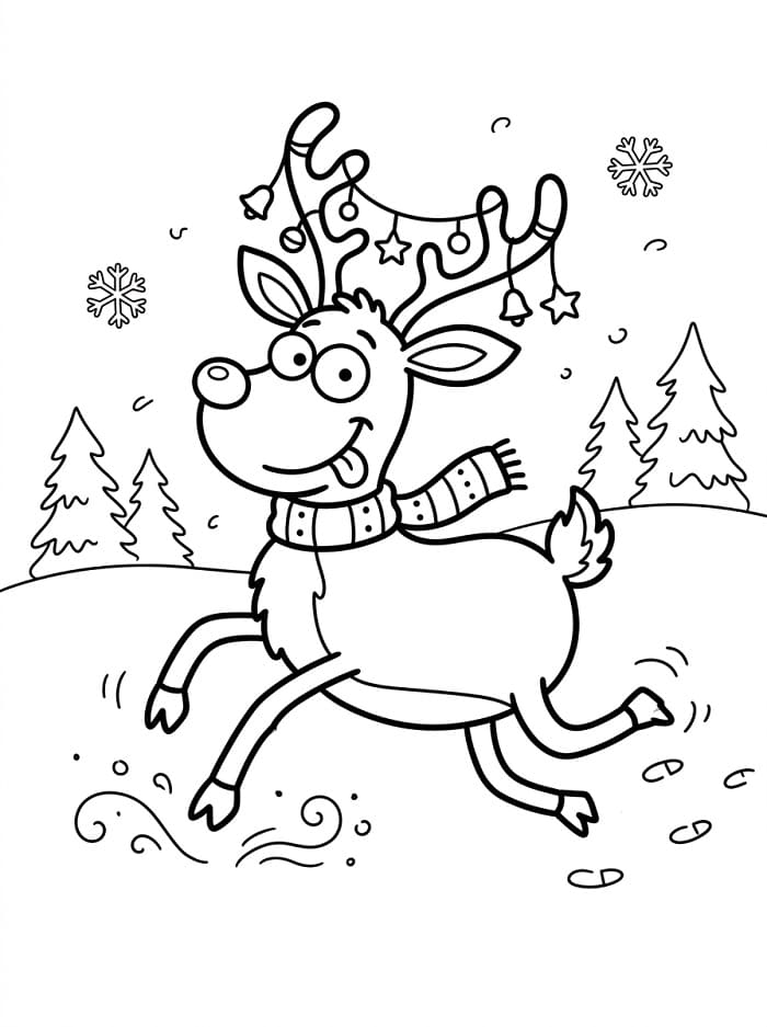 Rentier im Winter ausmalbilder