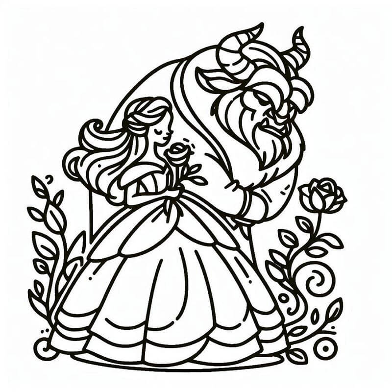 Schöne und das Biest für 4-jährige Kinder ausmalbilder