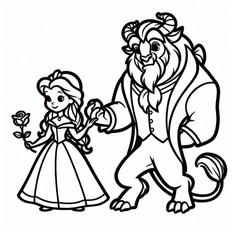 Schöne und das Biest für 5-jährige Kinder ausmalbilder