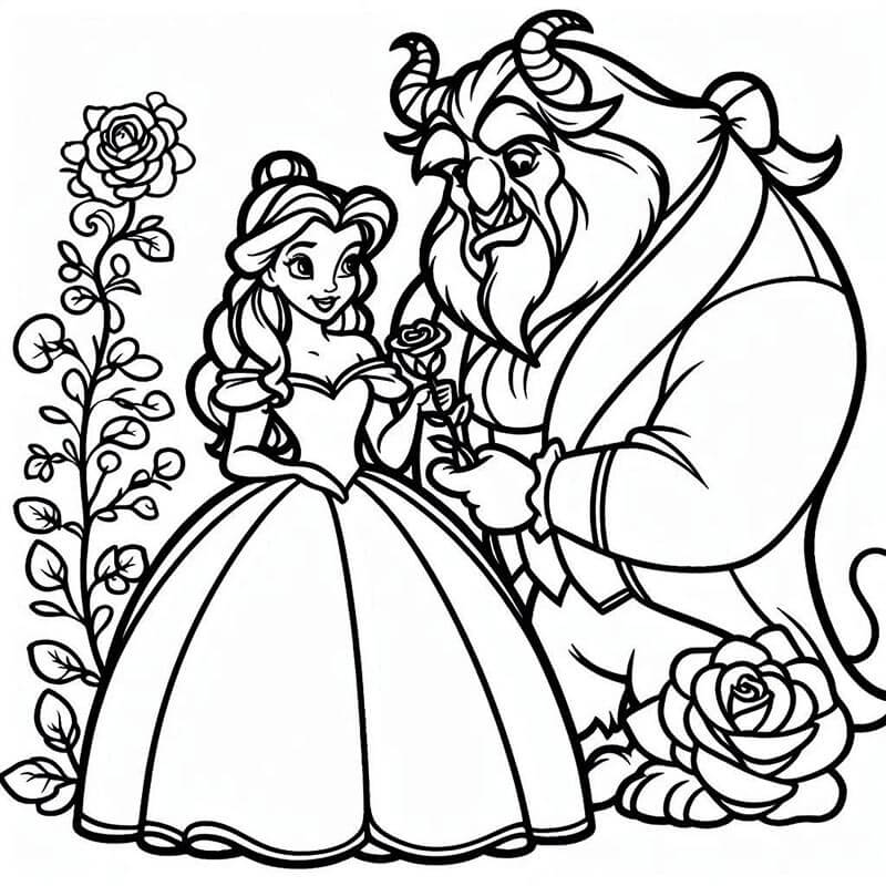 Schöne und das Biest für 6-jährige Kinder ausmalbilder