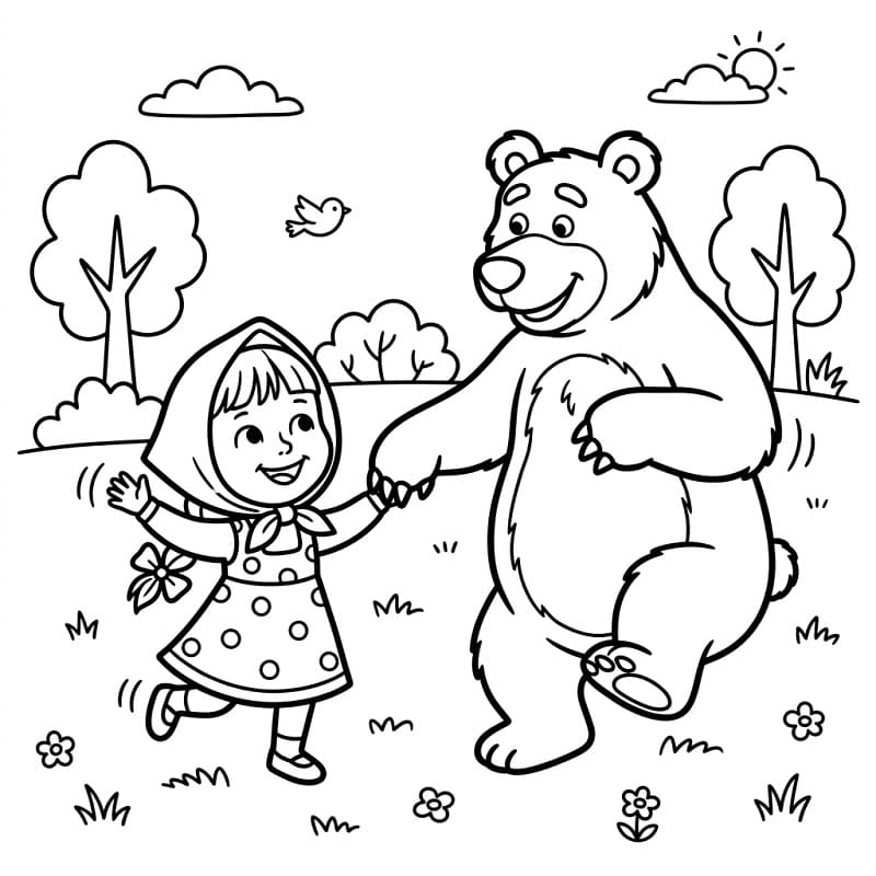 Mascha und der Bär ausmalbilder