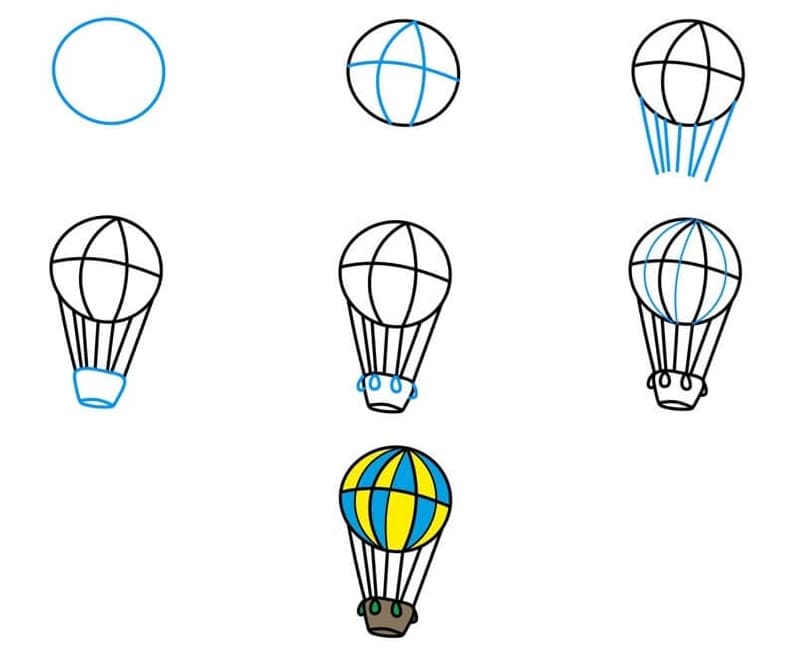 Wie man einen Heißluftballon zeichnet